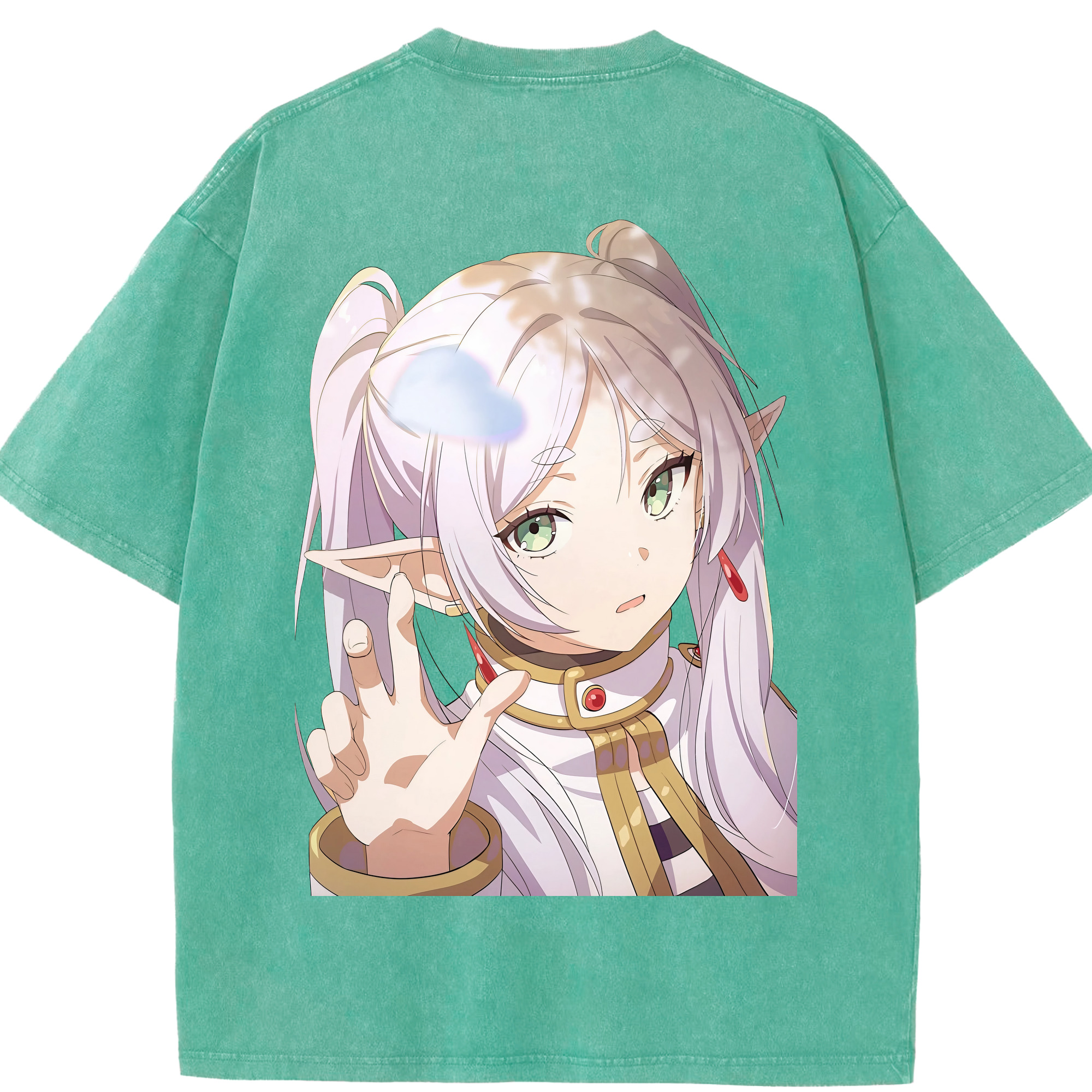 （画像用） 葬送のフリーレン Frieren 綿100% ヴィンテージ風 半袖Tシャツ（背面プリント）
